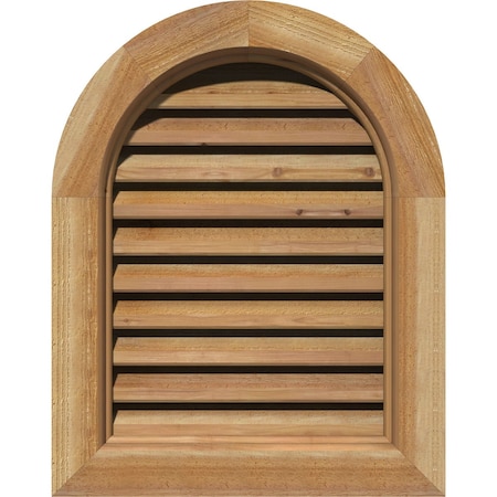 Ekena Millwork Round Top Gable Vent Functional, Western Red Cedar Gable Vent w/ Brick Mould Face Frame, 12"W x 12"H GVWRT12X1200RFUWR